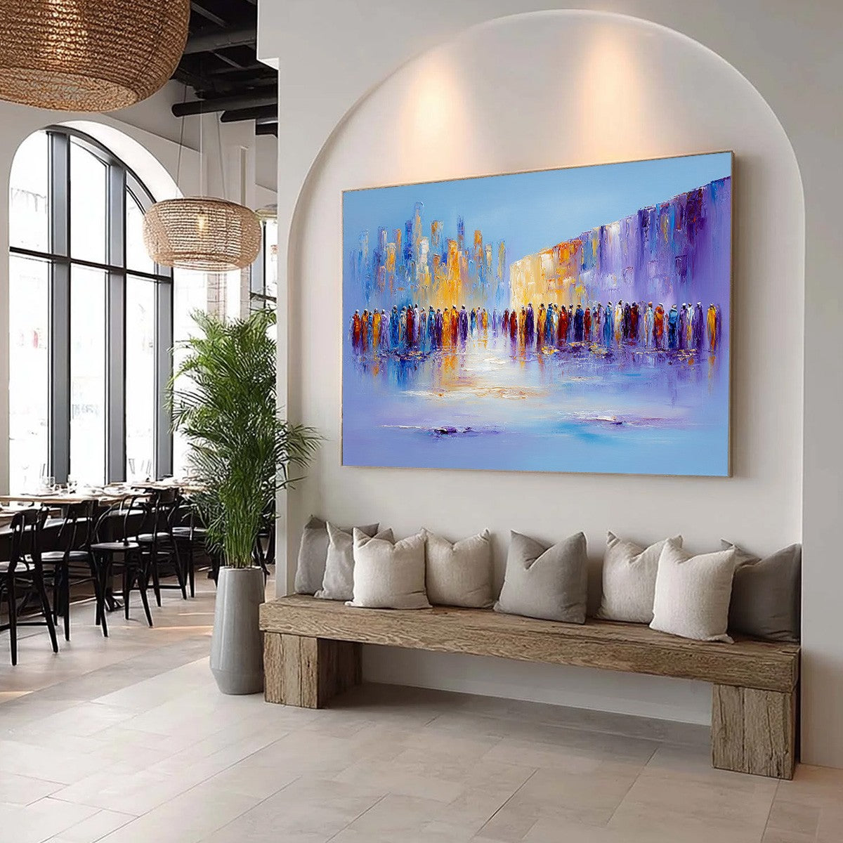 CONVERGENCE: Abstract Figurative Cityscape Palette Knife Painting - Image 8