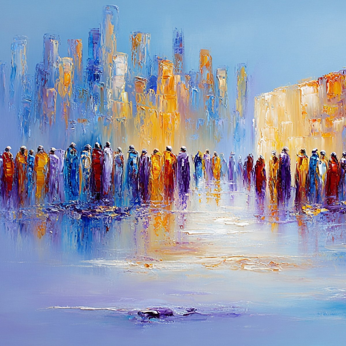 CONVERGENCE: Abstract Figurative Cityscape Palette Knife Painting - Image 5