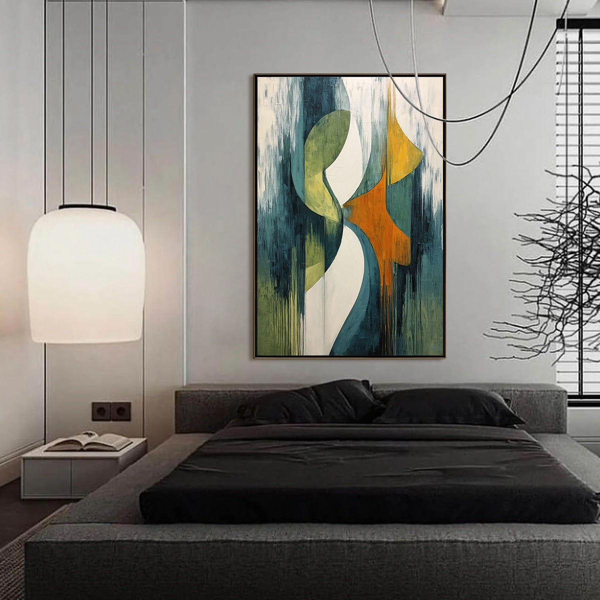 CONVERGENCE: Bold Vertical Abstract Painting with Textured Color Blocks - Image 4
