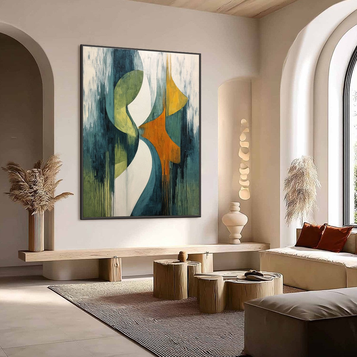 CONVERGENCE: Bold Vertical Abstract Painting with Textured Color Blocks - Image 7