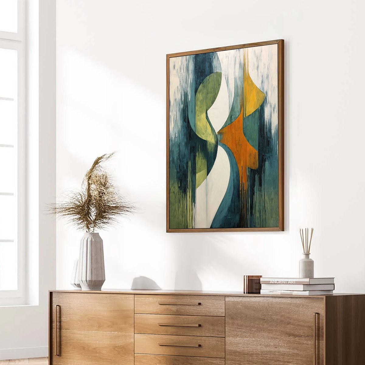 CONVERGENCE: Bold Vertical Abstract Painting with Textured Color Blocks - Image 8