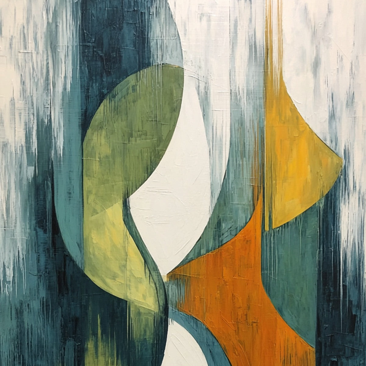 CONVERGENCE: Bold Vertical Abstract Painting with Textured Color Blocks - Image 3