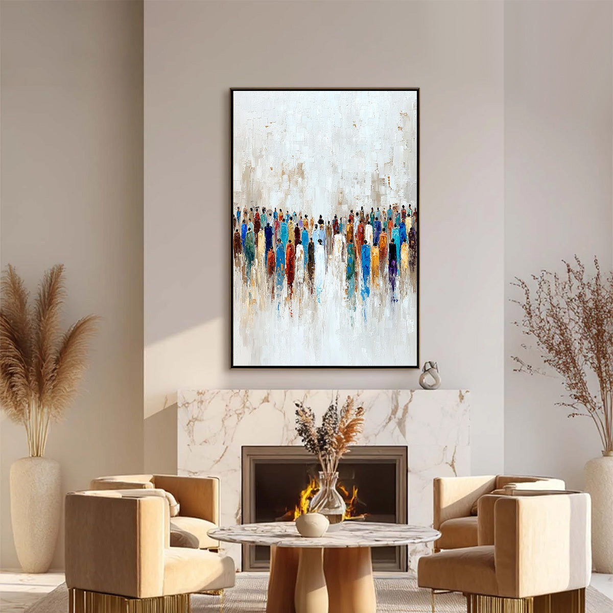 CONVERGENCE: Colorful Abstract Figurative Painting of a Crowd - Image 6