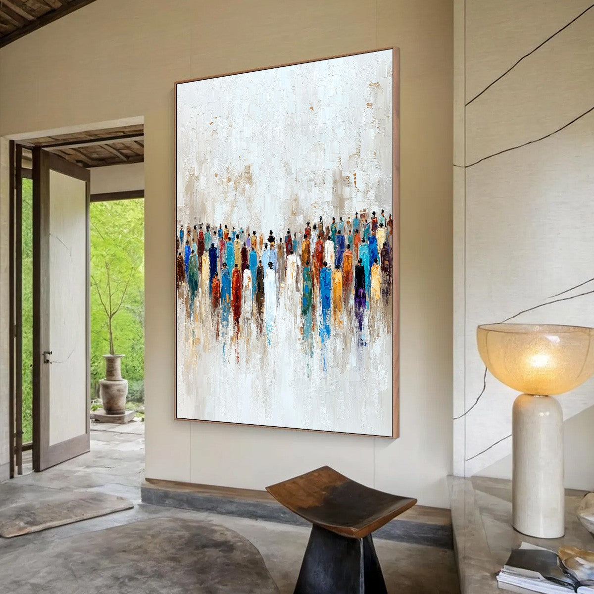 CONVERGENCE: Colorful Abstract Figurative Painting of a Crowd - Image 7