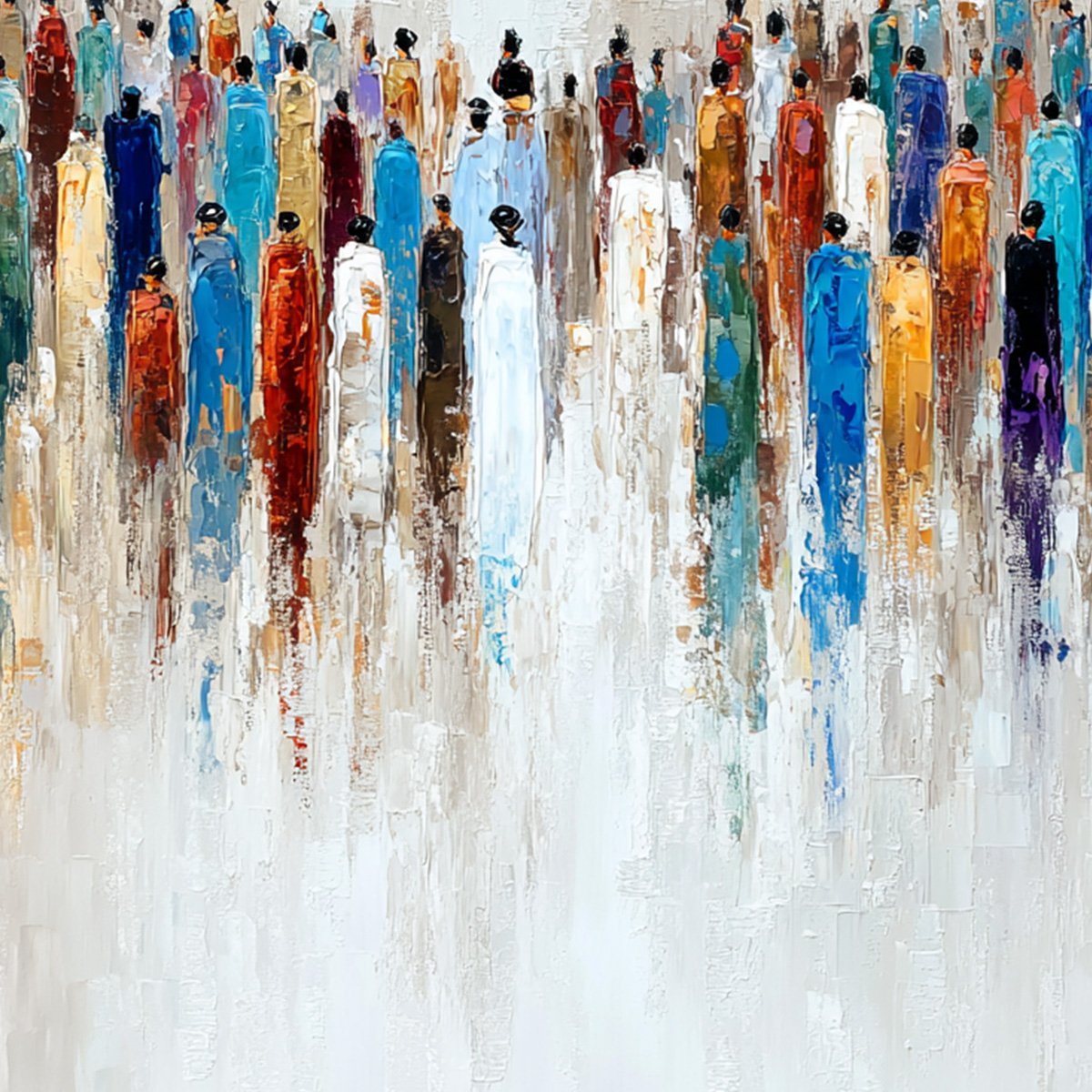 CONVERGENCE: Colorful Abstract Figurative Painting of a Crowd - Image 3