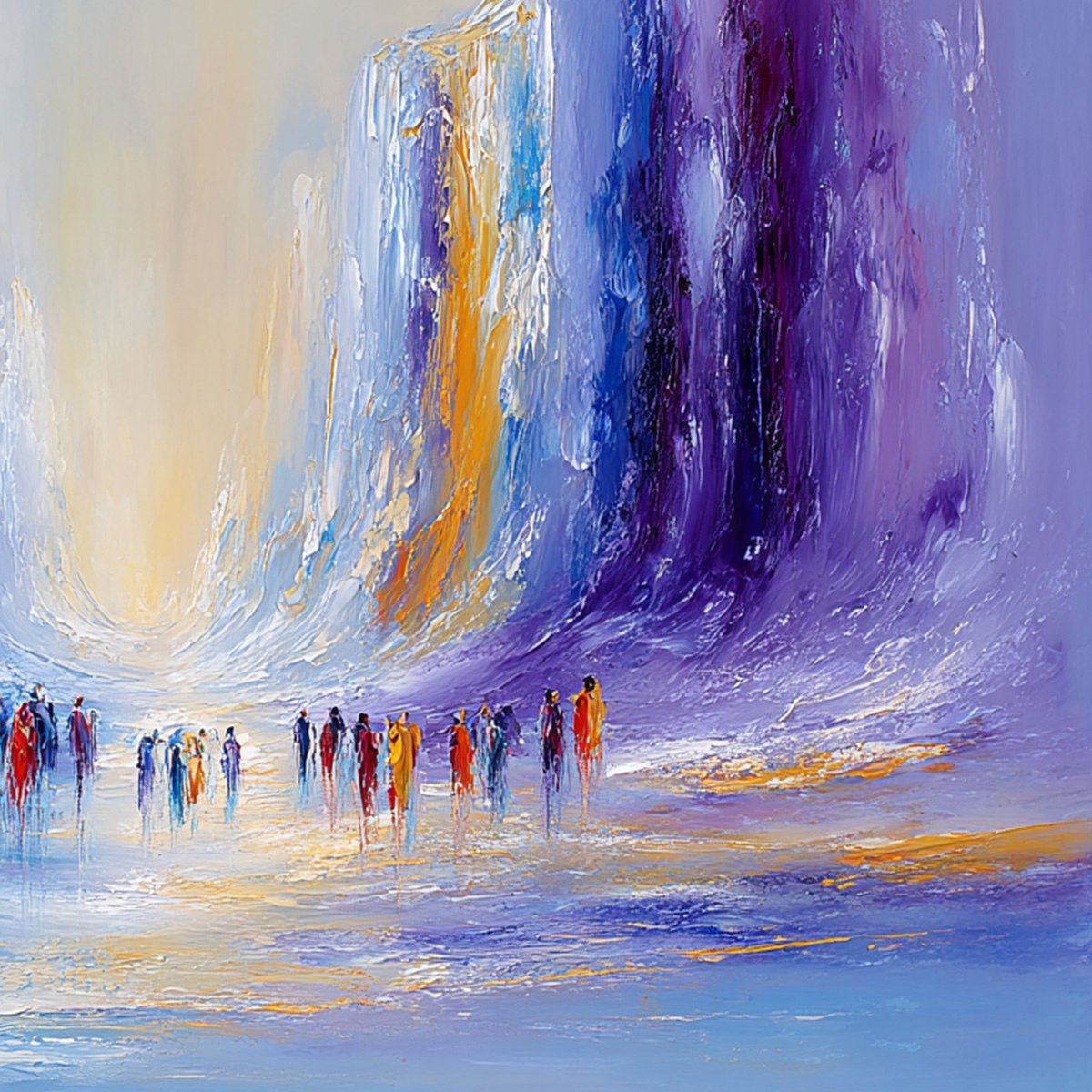 CONVERGENCE: Large Colorful Abstract Figurative Oil Painting - Image 3