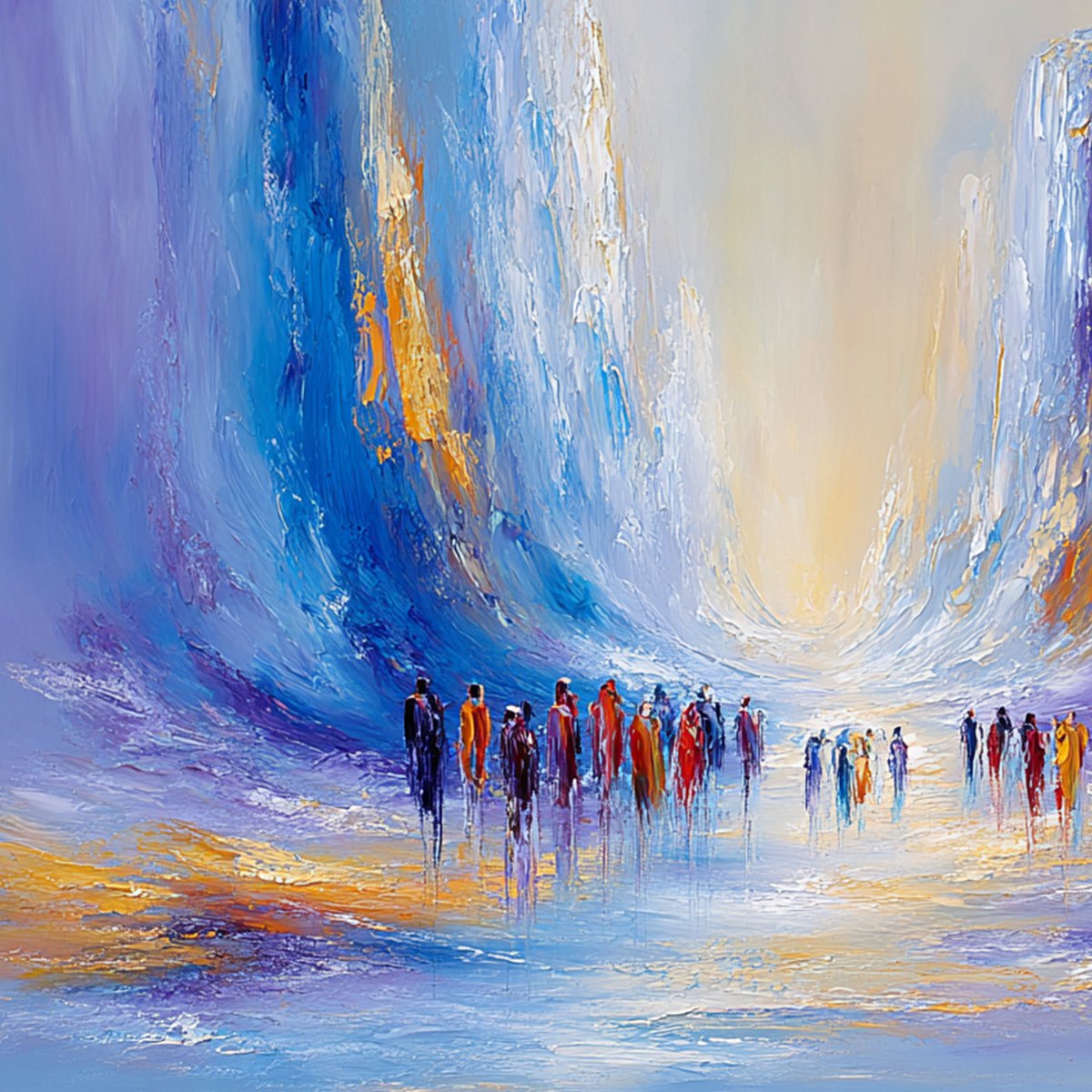 CONVERGENCE: Large Colorful Abstract Figurative Oil Painting - Image 5