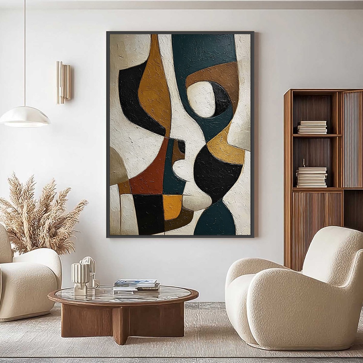 CONVERGENCE: Large Textured Geometric Abstract Oil Painting - Image 4