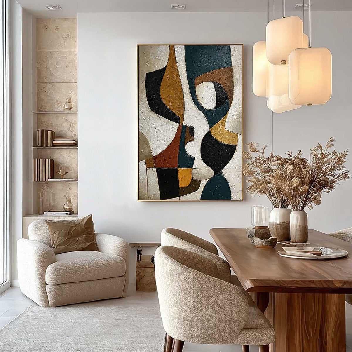 CONVERGENCE: Large Textured Geometric Abstract Oil Painting - Image 6