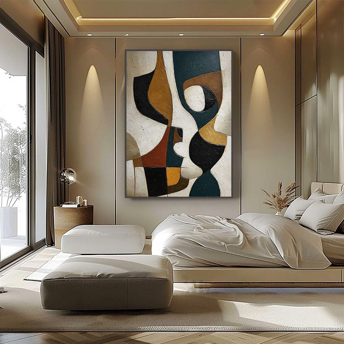 CONVERGENCE: Large Textured Geometric Abstract Oil Painting - Image 2