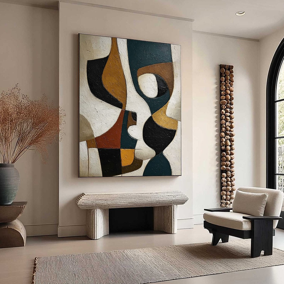 CONVERGENCE: Large Textured Geometric Abstract Oil Painting - Image 8