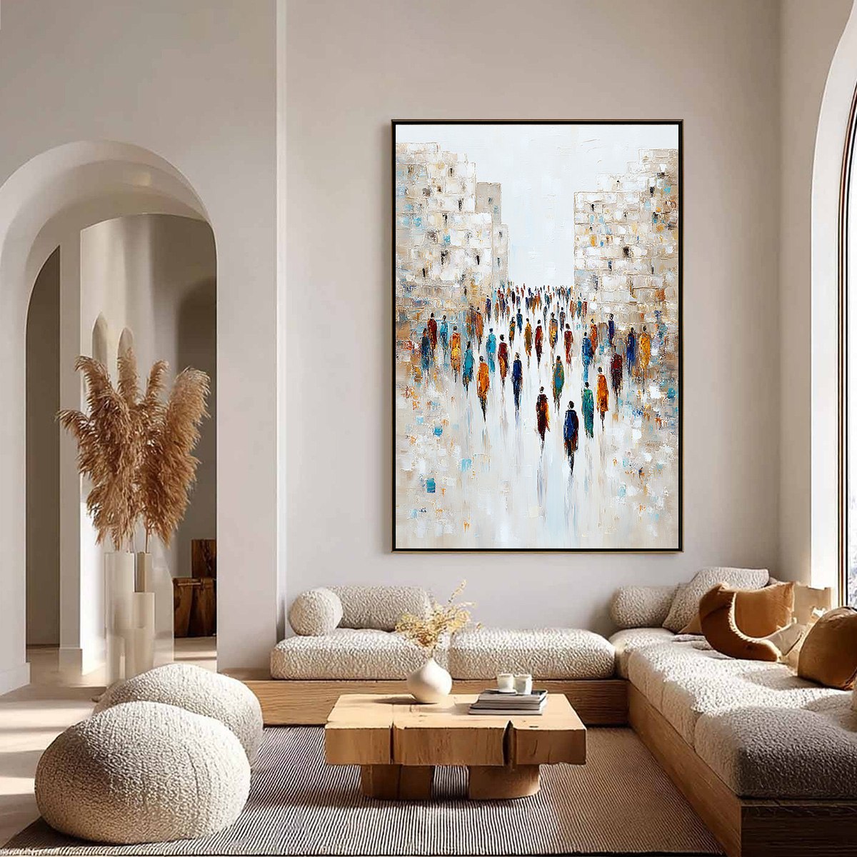 CONVERGENCE: Textured Abstract Figurative Cityscape Painting - Image 4