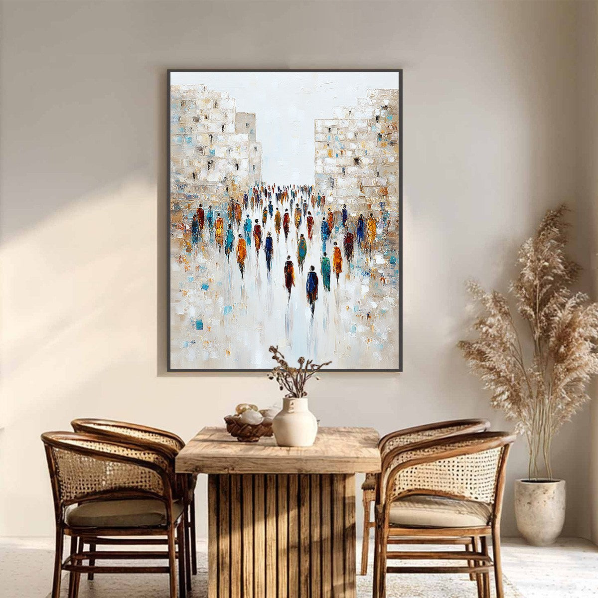 CONVERGENCE: Textured Abstract Figurative Cityscape Painting - Image 6