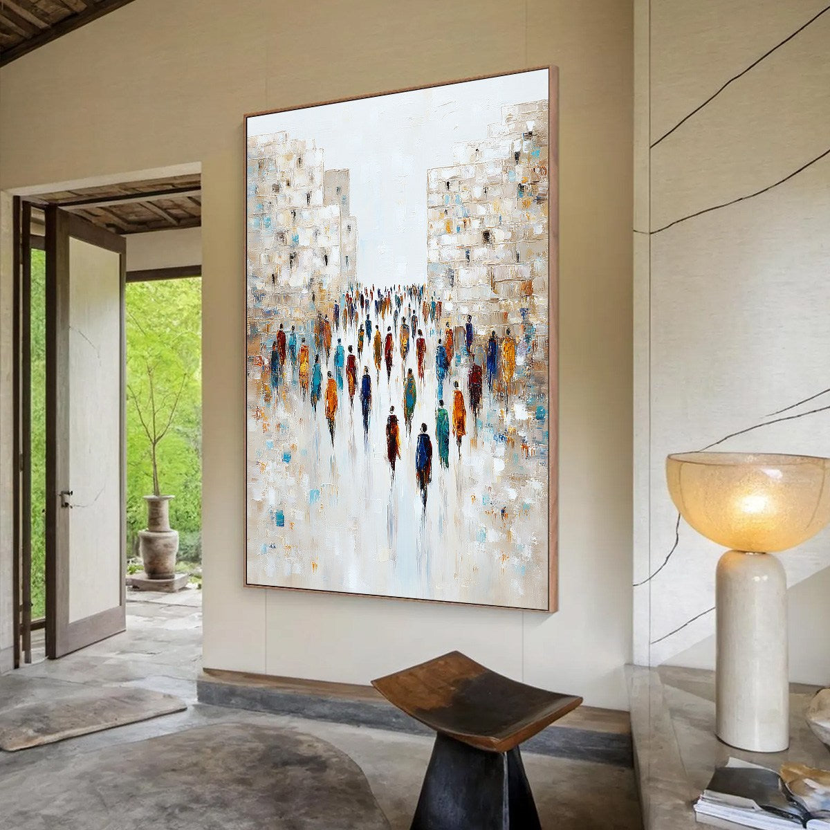 CONVERGENCE: Textured Abstract Figurative Cityscape Painting - Image 7