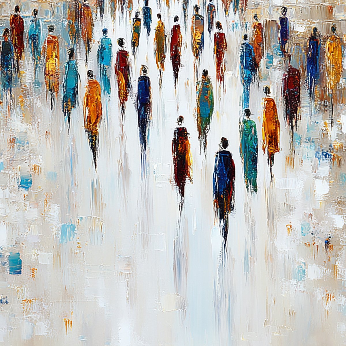 CONVERGENCE: Textured Abstract Figurative Cityscape Painting - Image 5