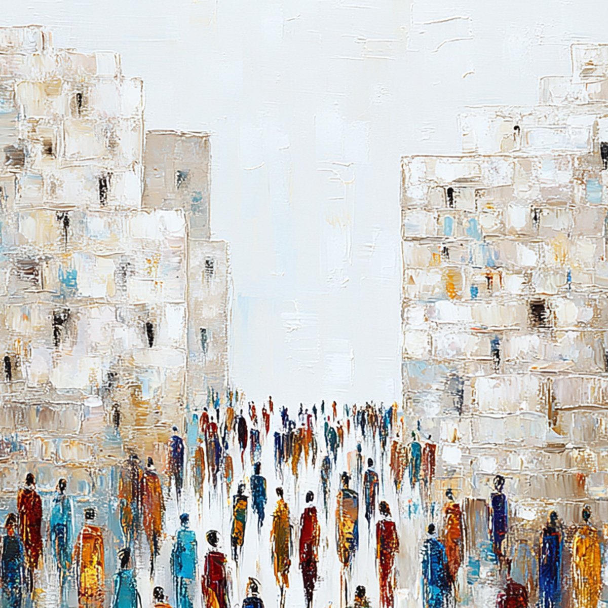 CONVERGENCE: Textured Abstract Figurative Cityscape Painting - Image 3