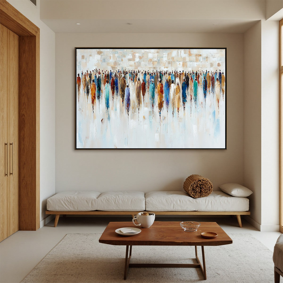 CONVERGENCE: Textured Abstract Figurative Crowd Painting - Image 2