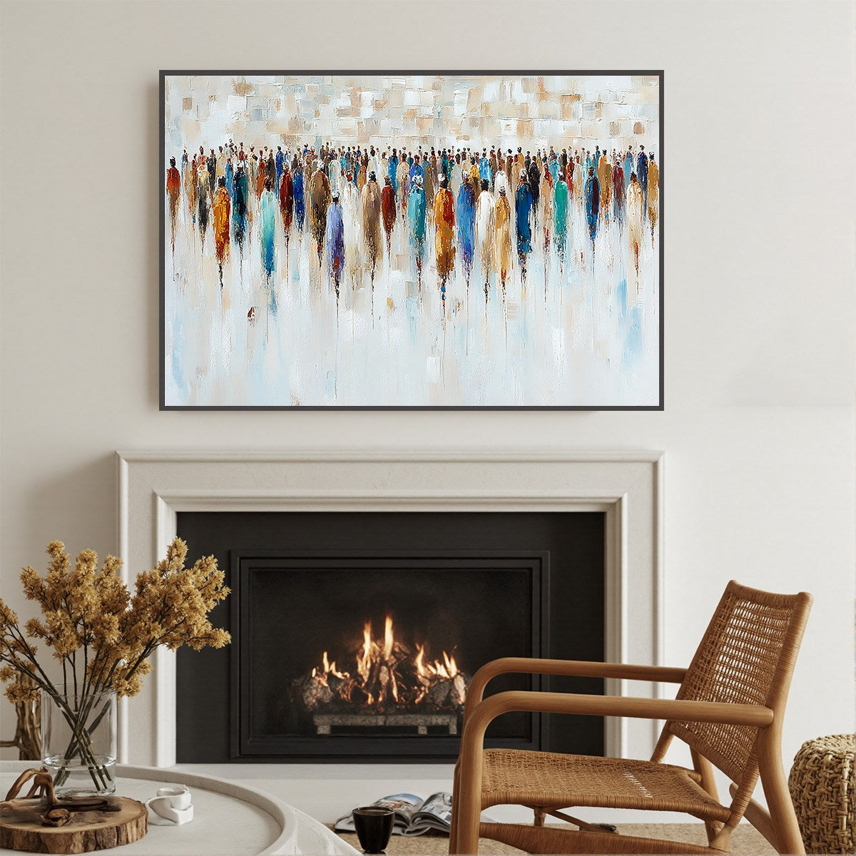 CONVERGENCE: Textured Abstract Figurative Crowd Painting - Image 4