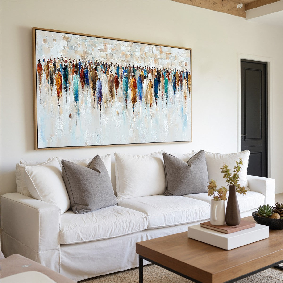 CONVERGENCE: Textured Abstract Figurative Crowd Painting - Image 7