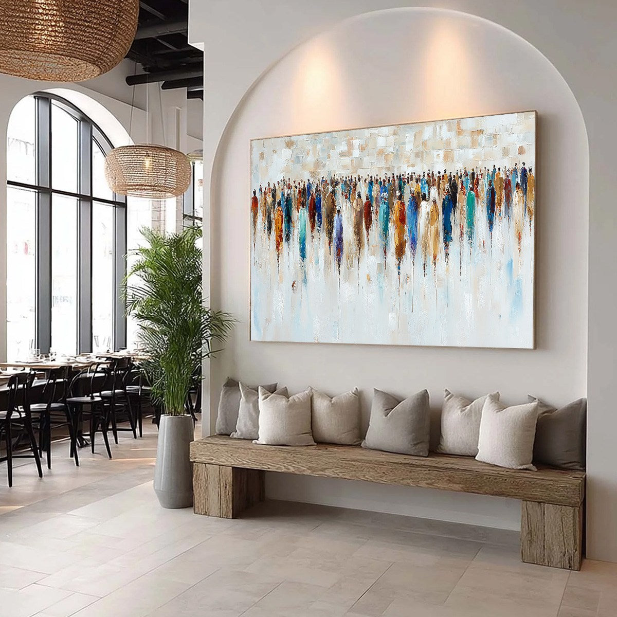 CONVERGENCE: Textured Abstract Figurative Crowd Painting - Image 8