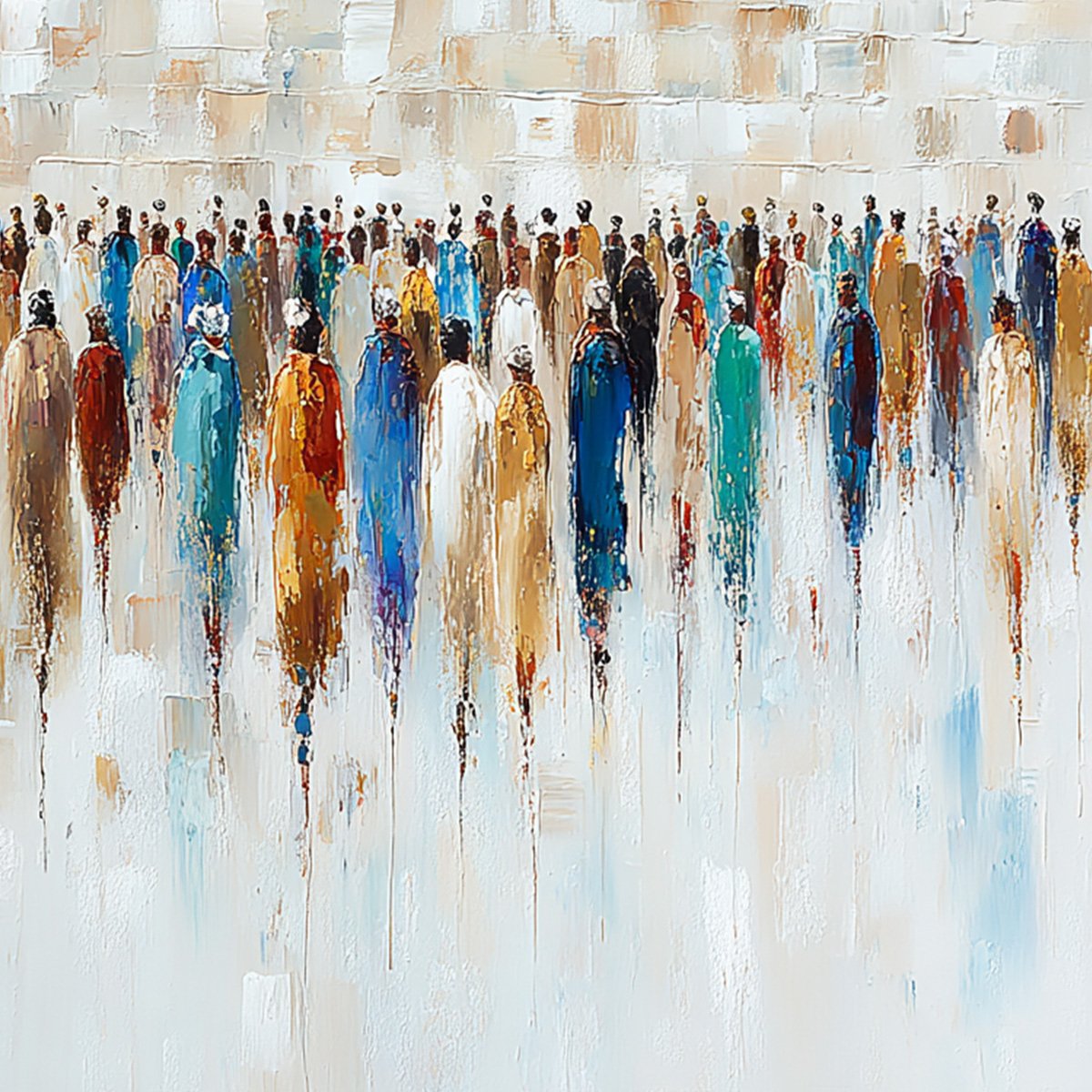 CONVERGENCE: Textured Abstract Figurative Crowd Painting - Image 3