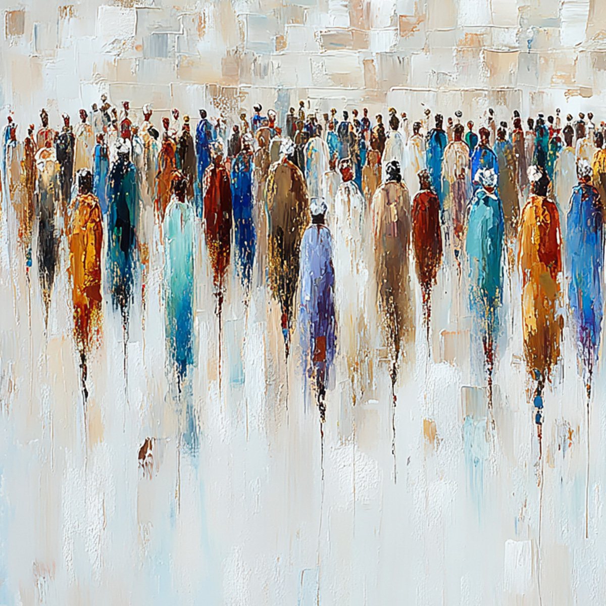CONVERGENCE: Textured Abstract Figurative Crowd Painting - Image 5