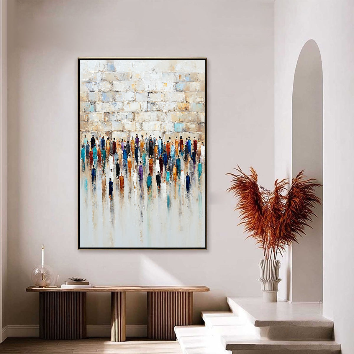 CONVERGENCE: Textured Abstract Figurative Painting of People Gathering - Image 4