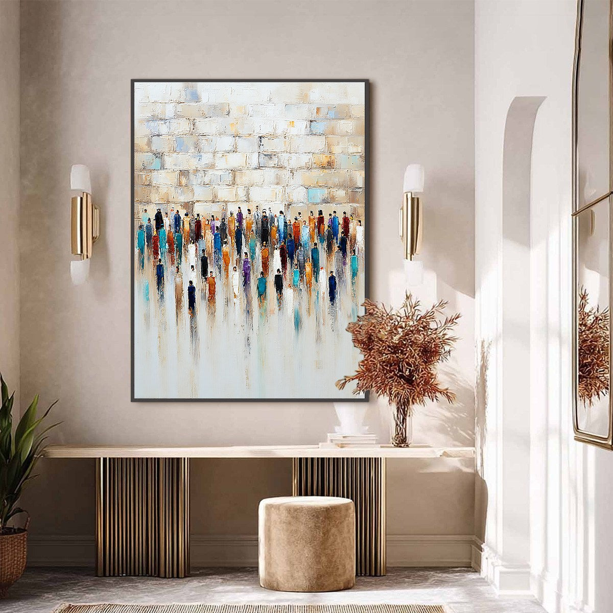 CONVERGENCE: Textured Abstract Figurative Painting of People Gathering - Image 6