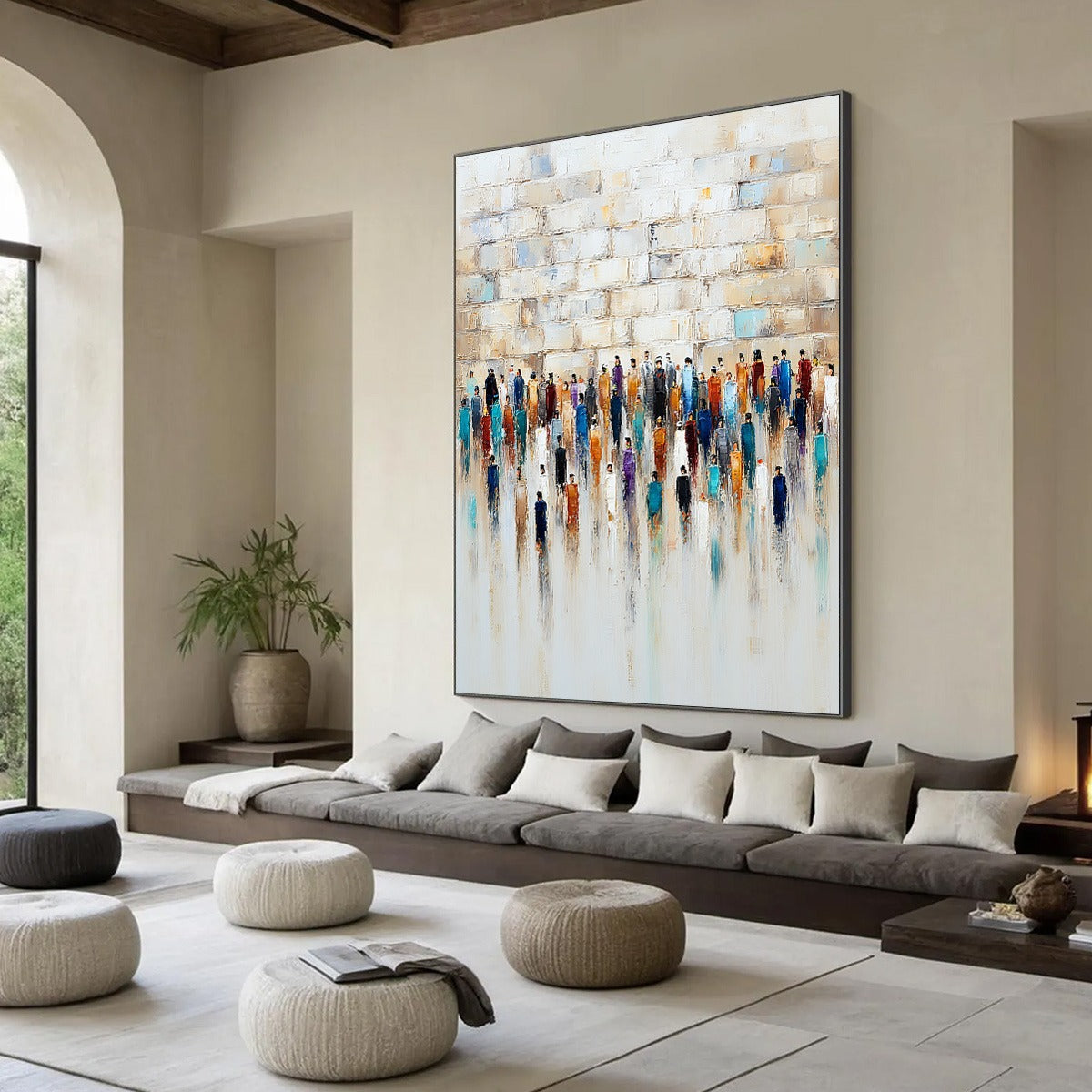 CONVERGENCE: Textured Abstract Figurative Painting of People Gathering - Image 8