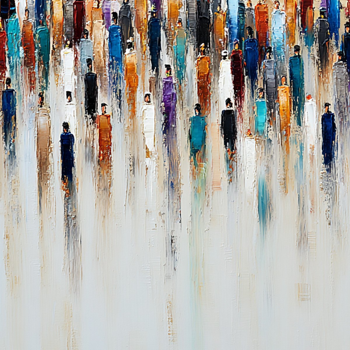 CONVERGENCE: Textured Abstract Figurative Painting of People Gathering - Image 5