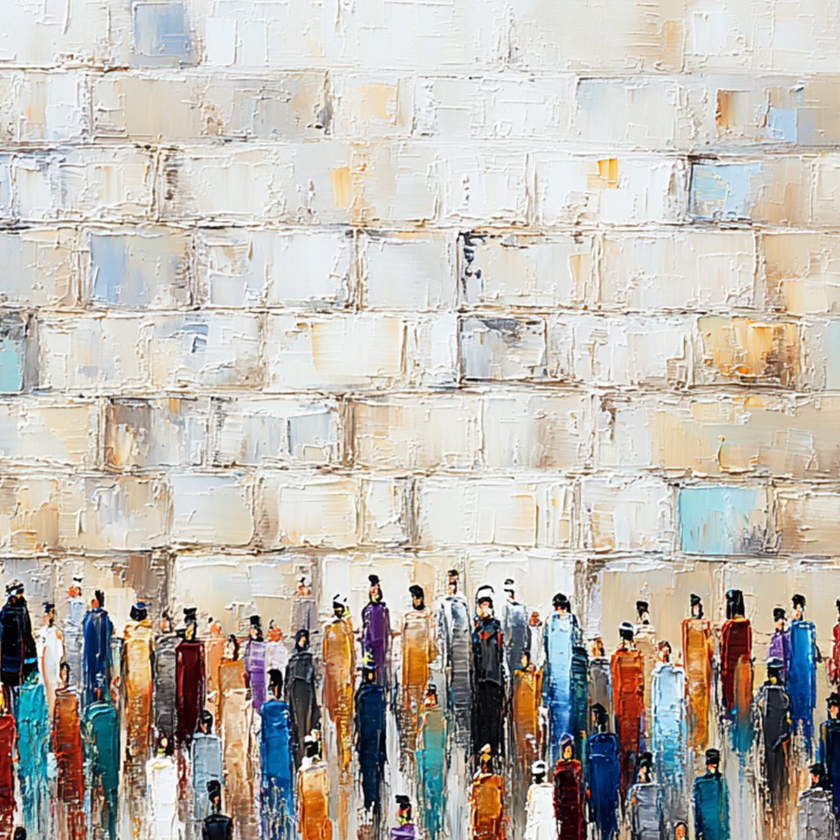 CONVERGENCE: Textured Abstract Figurative Painting of People Gathering - Image 3