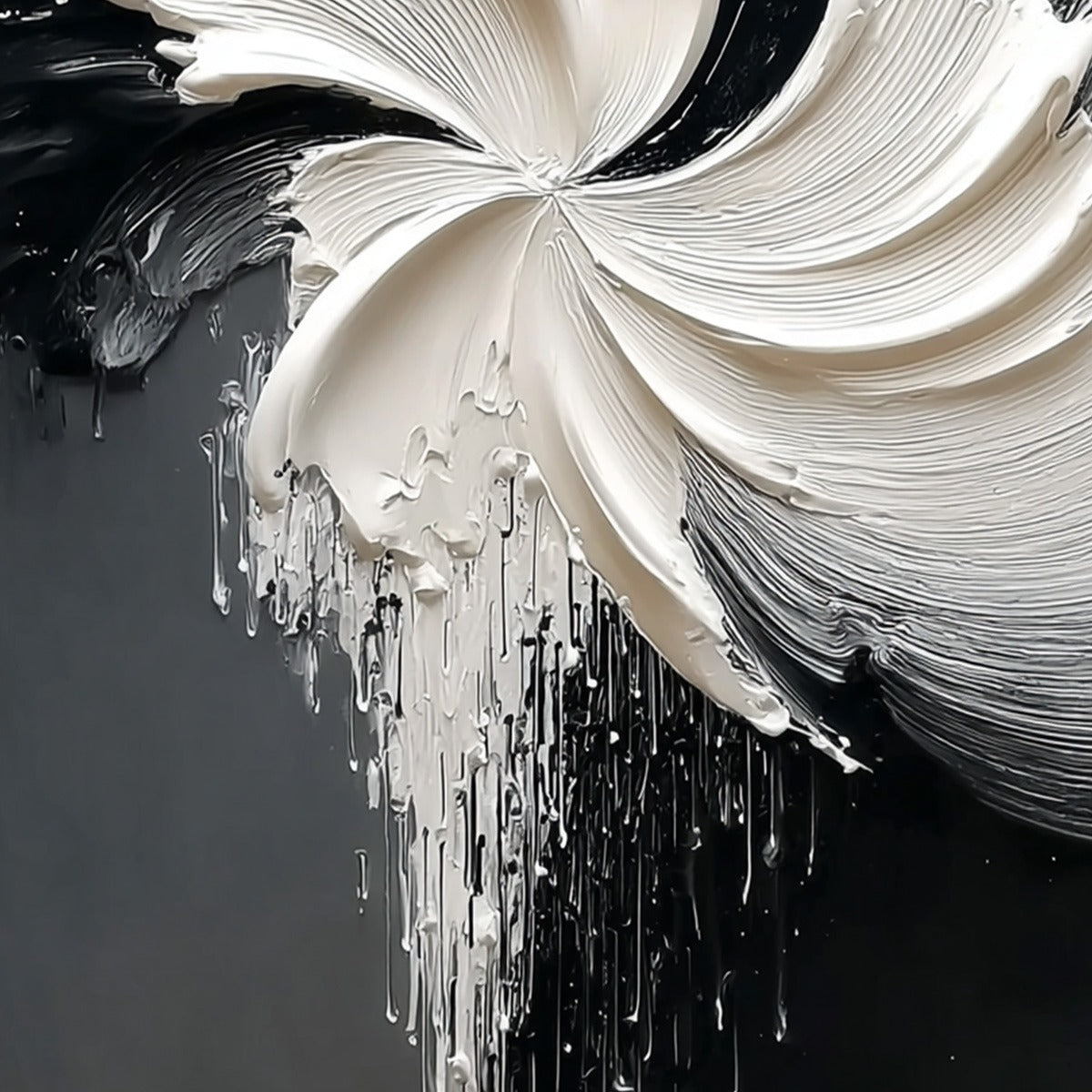 CONVERGENCE: Textured Black and White Abstract Impasto Painting - Image 3