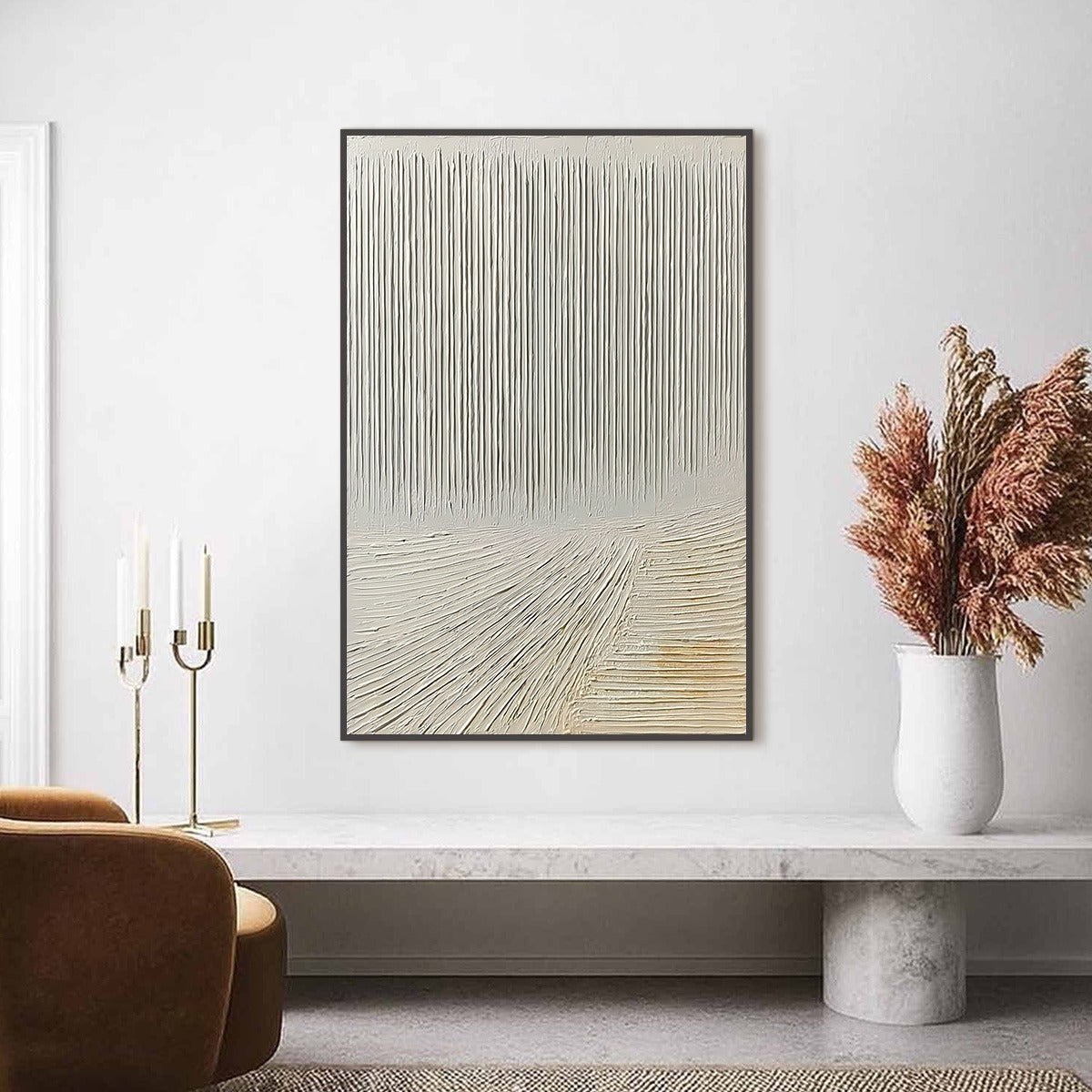 CONVERGENCE: Textured Minimalist Wabi Sabi Abstract Painting in White - Image 6