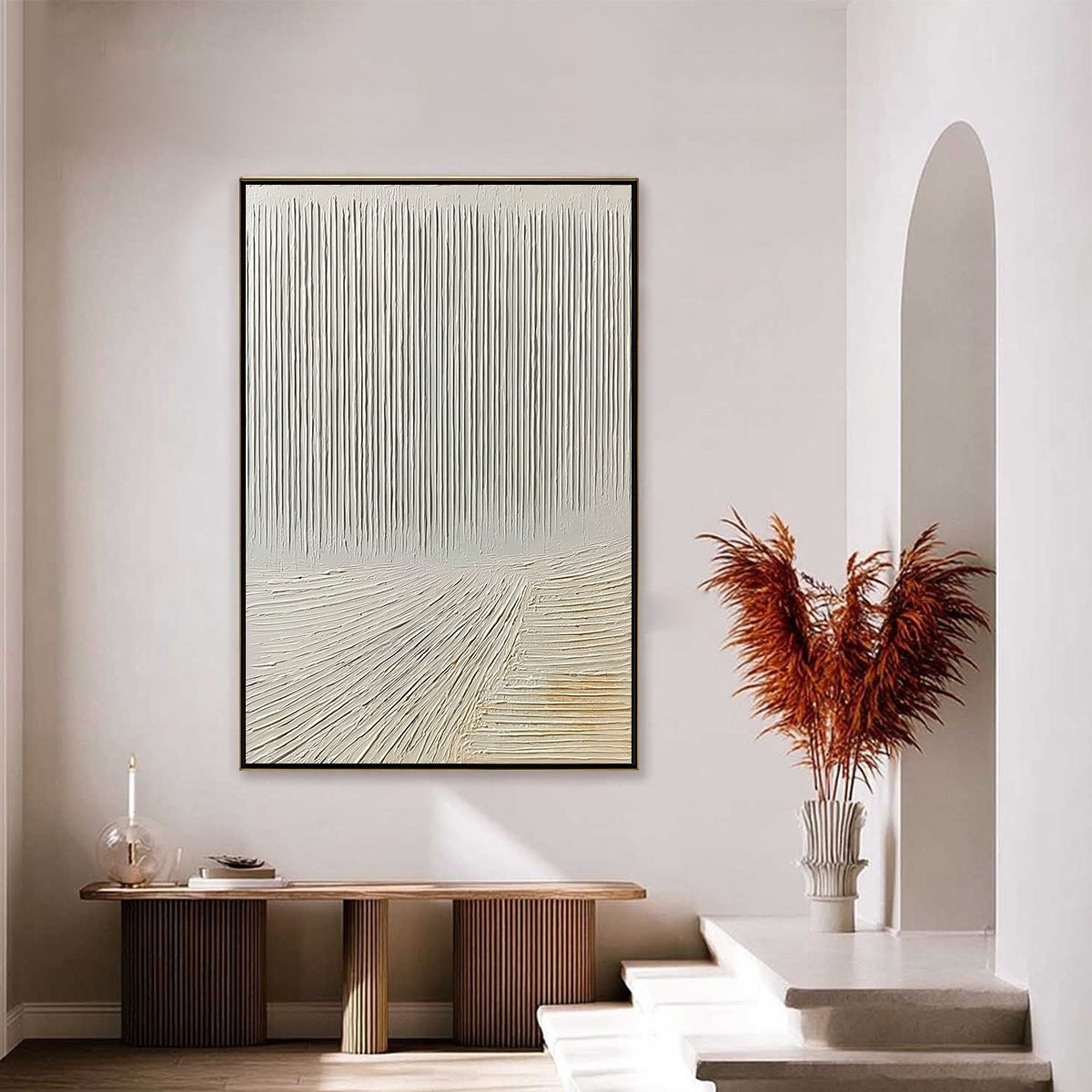 CONVERGENCE: Textured Minimalist Wabi Sabi Abstract Painting in White - Image 4