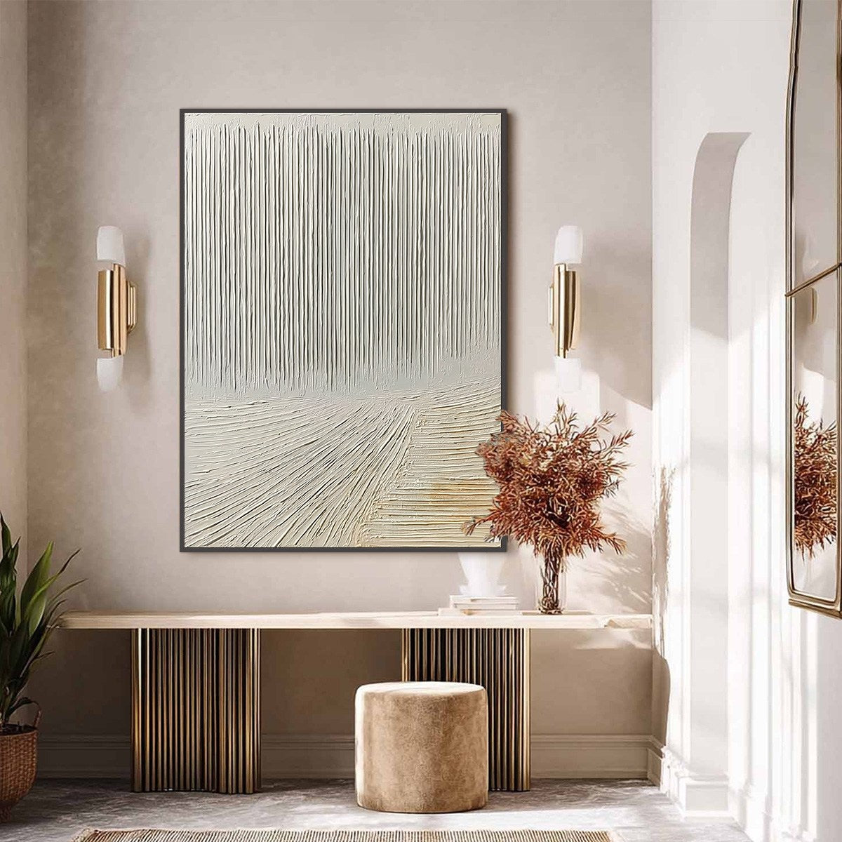 CONVERGENCE: Textured Minimalist Wabi Sabi Abstract Painting in White - Image 2