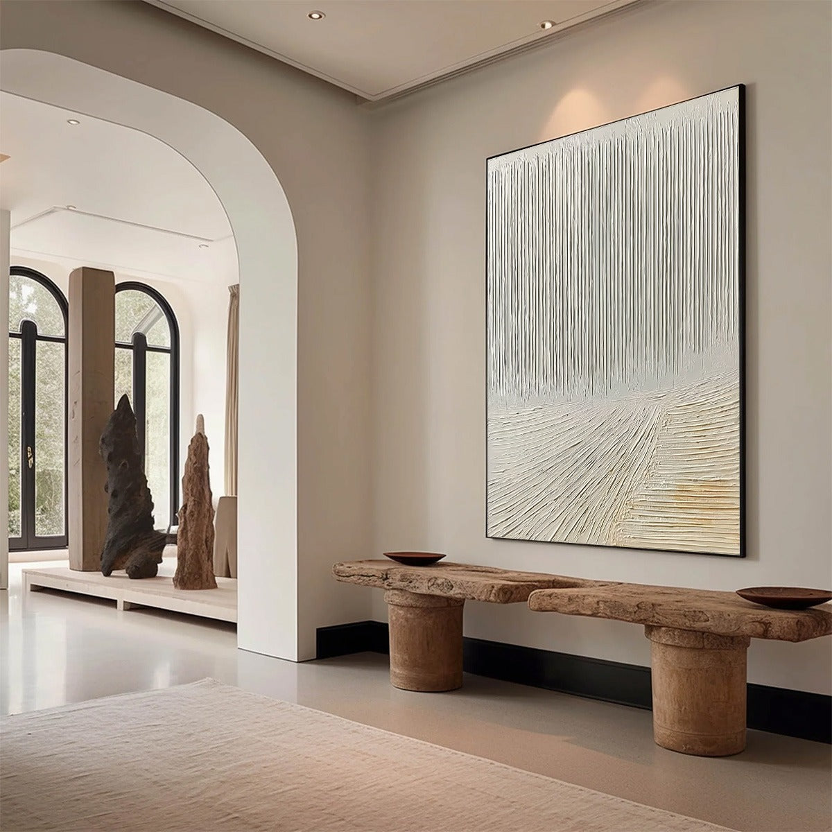 CONVERGENCE: Textured Minimalist Wabi Sabi Abstract Painting in White - Image 7