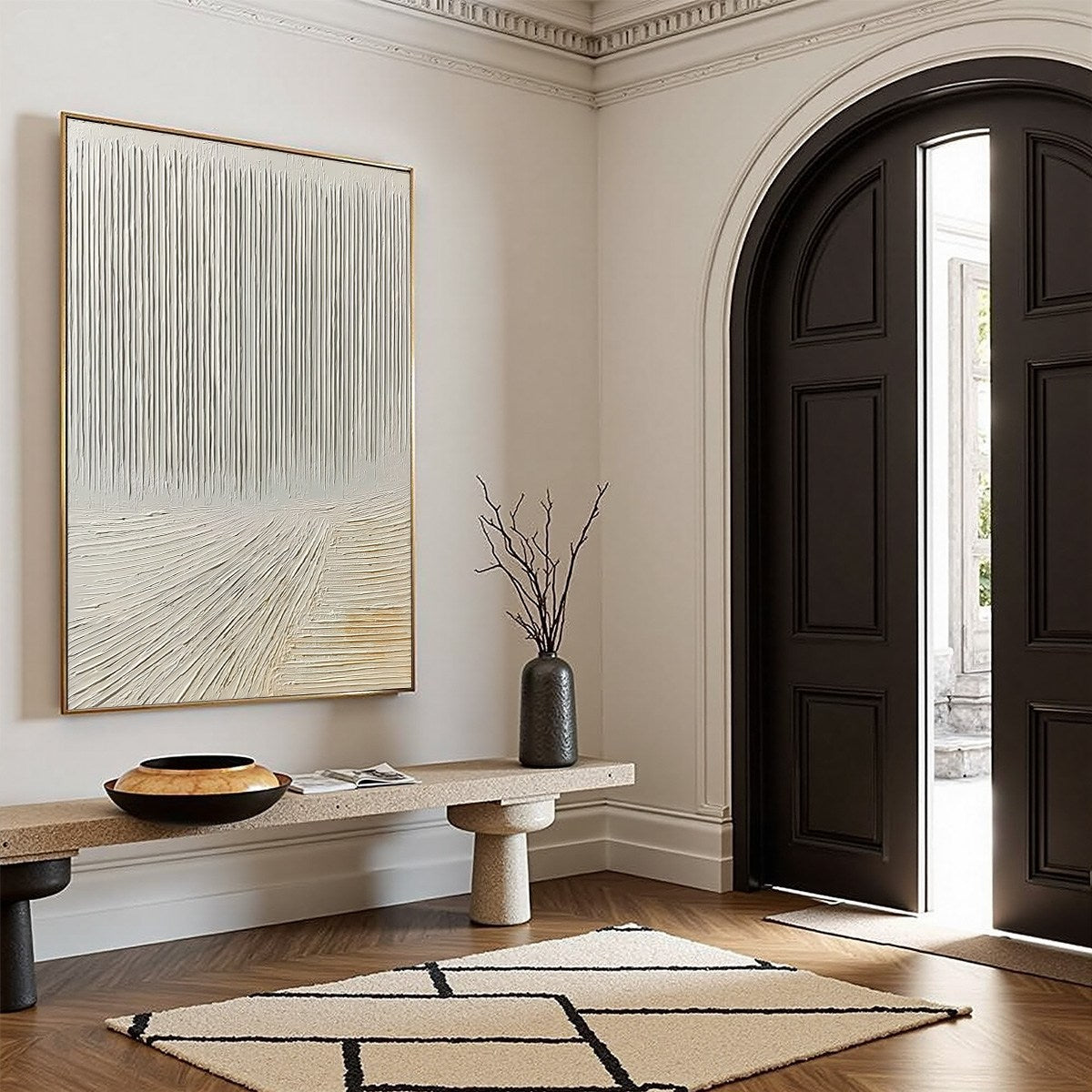 CONVERGENCE: Textured Minimalist Wabi Sabi Abstract Painting in White - Image 8