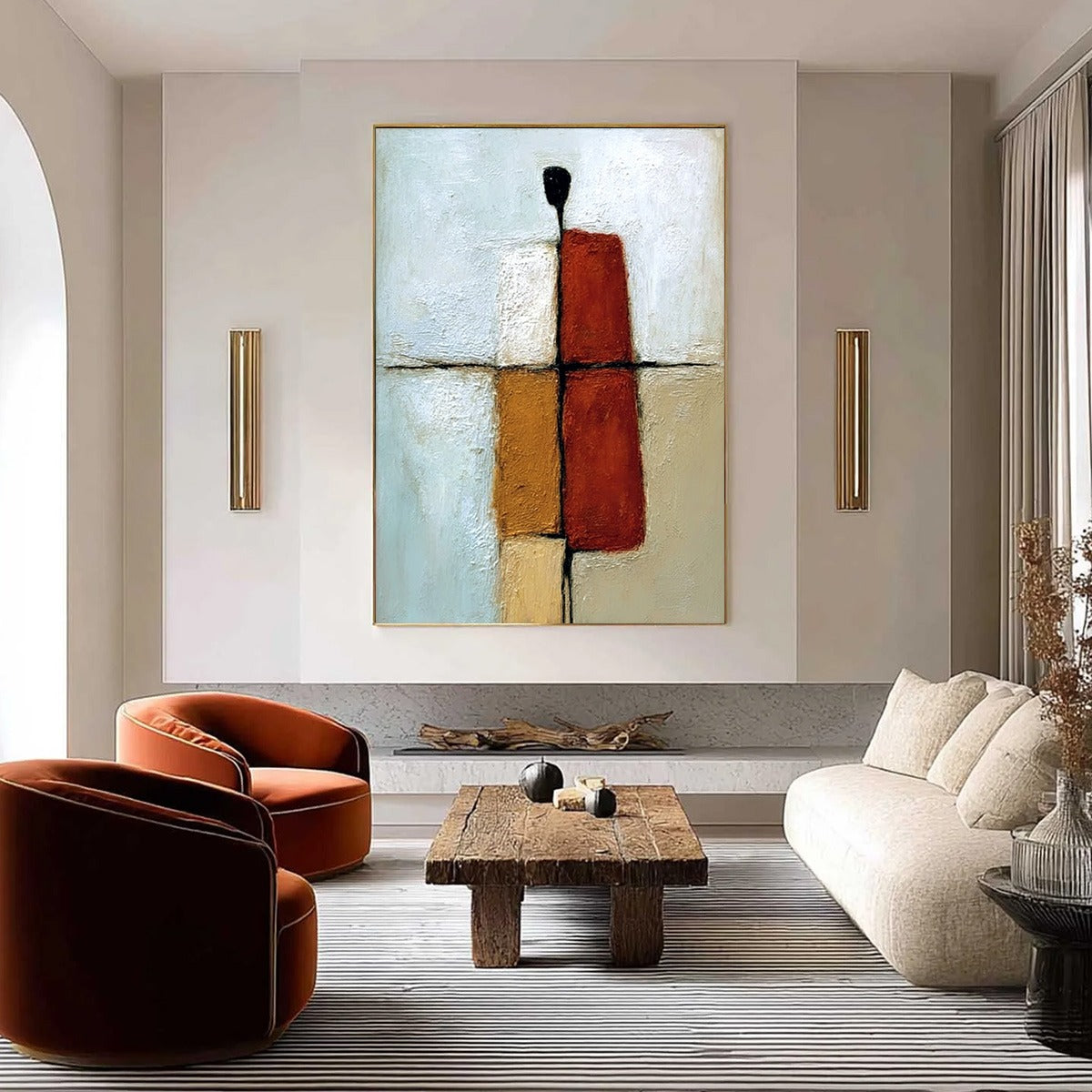 CONVERGENCE: Vertical Abstract Figurative Textured Oil Painting - Image 4