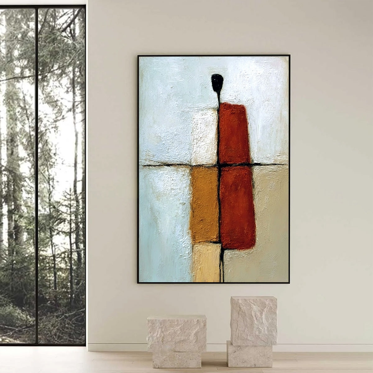 CONVERGENCE: Vertical Abstract Figurative Textured Oil Painting - Image 2