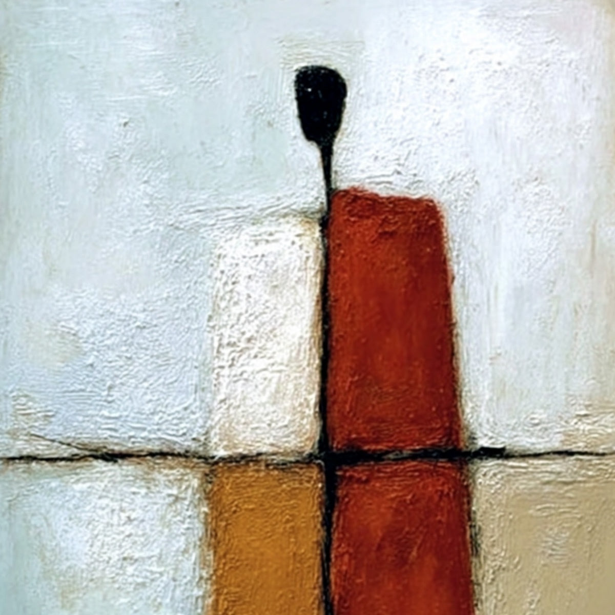 CONVERGENCE: Vertical Abstract Figurative Textured Oil Painting - Image 3