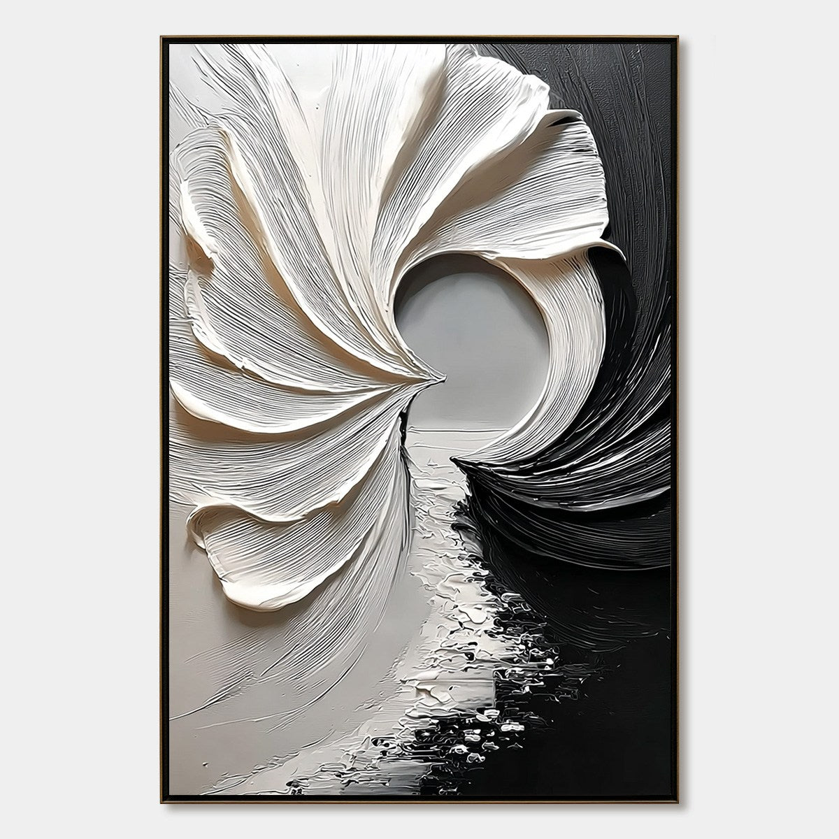 CONVERGENCE: Textured Black and White Abstract Impasto Painting