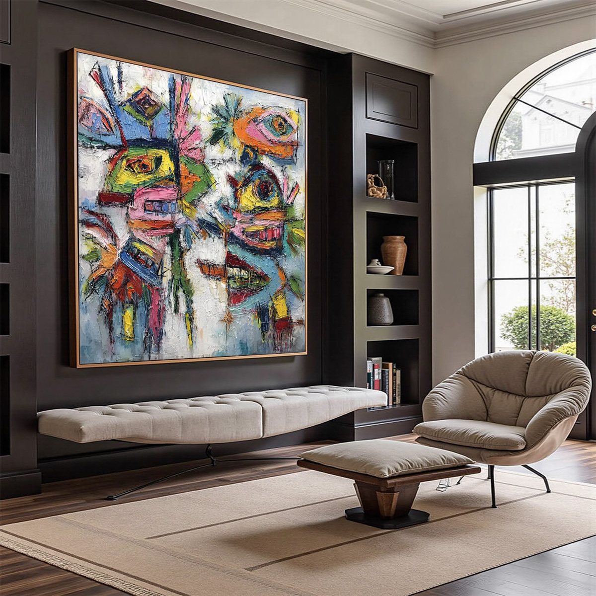 CONVERSATION PIECES: Vibrant Textured Abstract Figurative Painting - Image 7