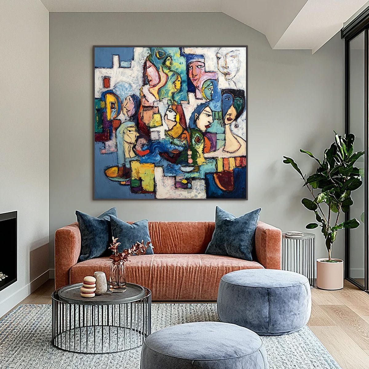 CONVERSATIONS: Colorful Abstract Figurative People Painting - Image 2