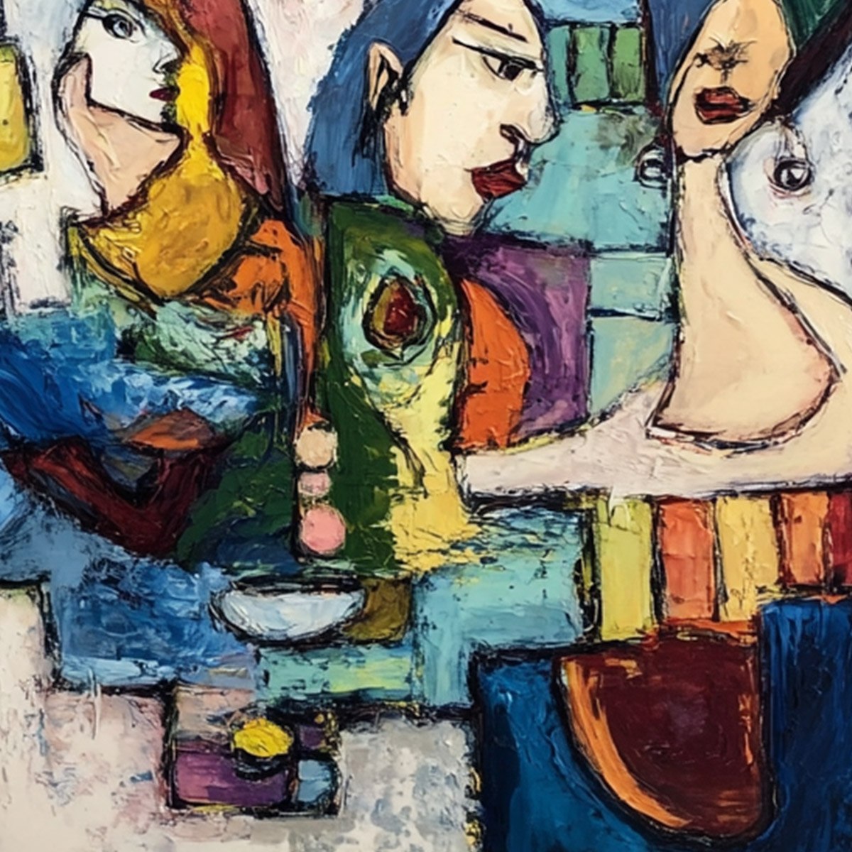 CONVERSATIONS: Colorful Abstract Figurative People Painting - Image 3