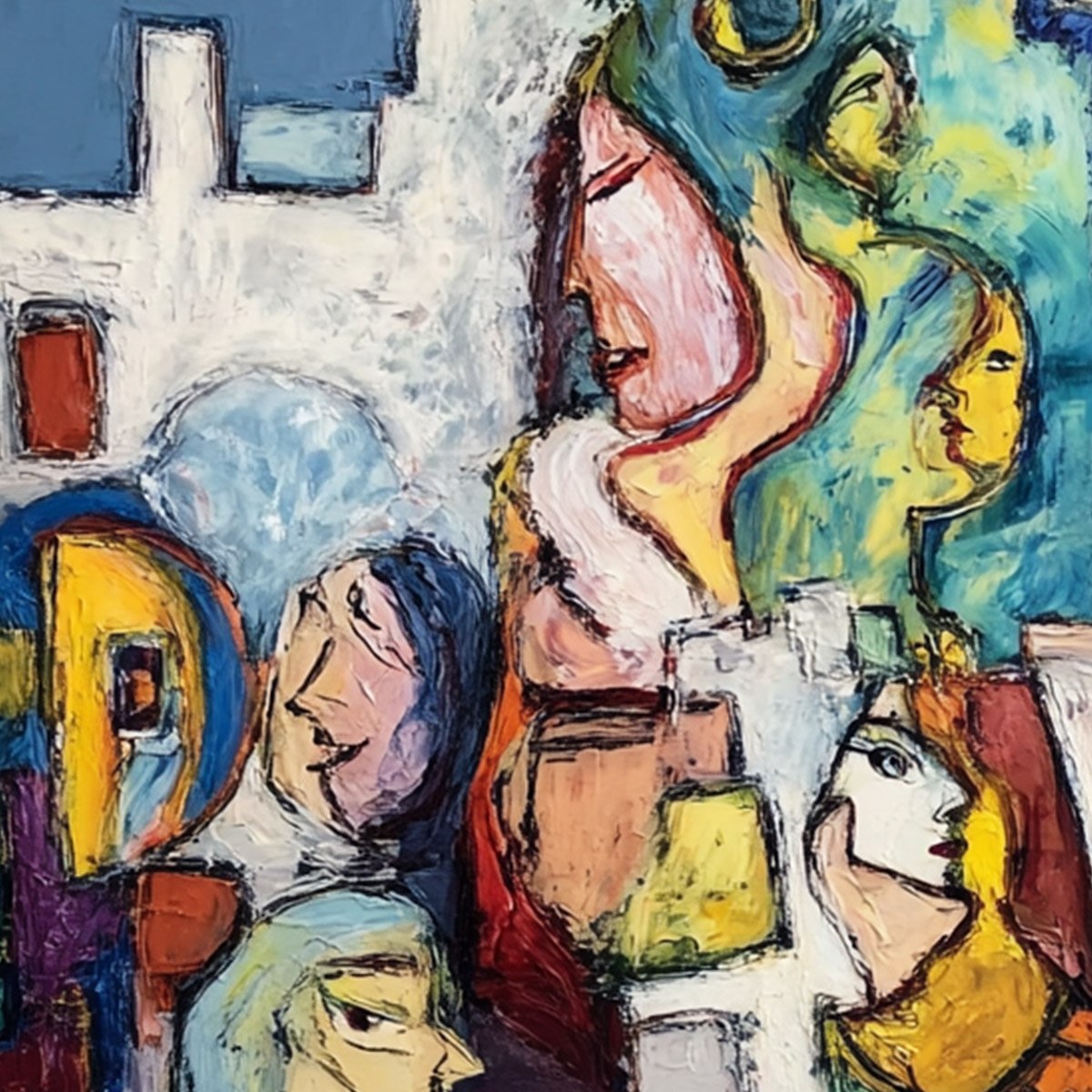 CONVERSATIONS: Colorful Abstract Figurative People Painting - Image 5