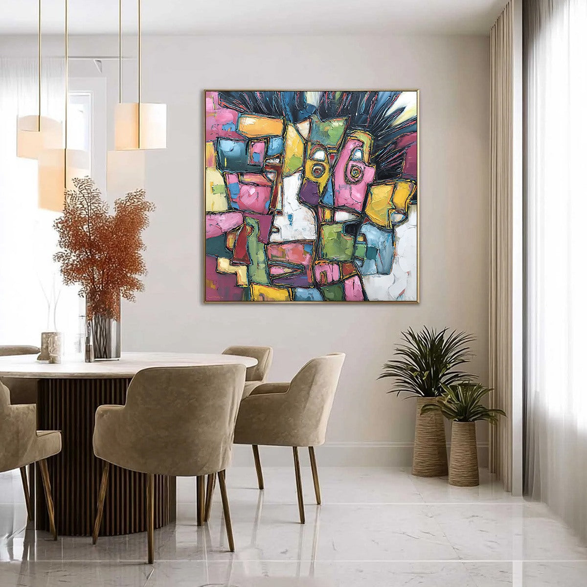 CONVERSATIONS IN COLOR: Large Colorful Abstract Impasto Figurative Painting - Image 4