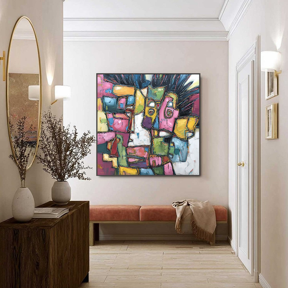 CONVERSATIONS IN COLOR: Large Colorful Abstract Impasto Figurative Painting - Image 6