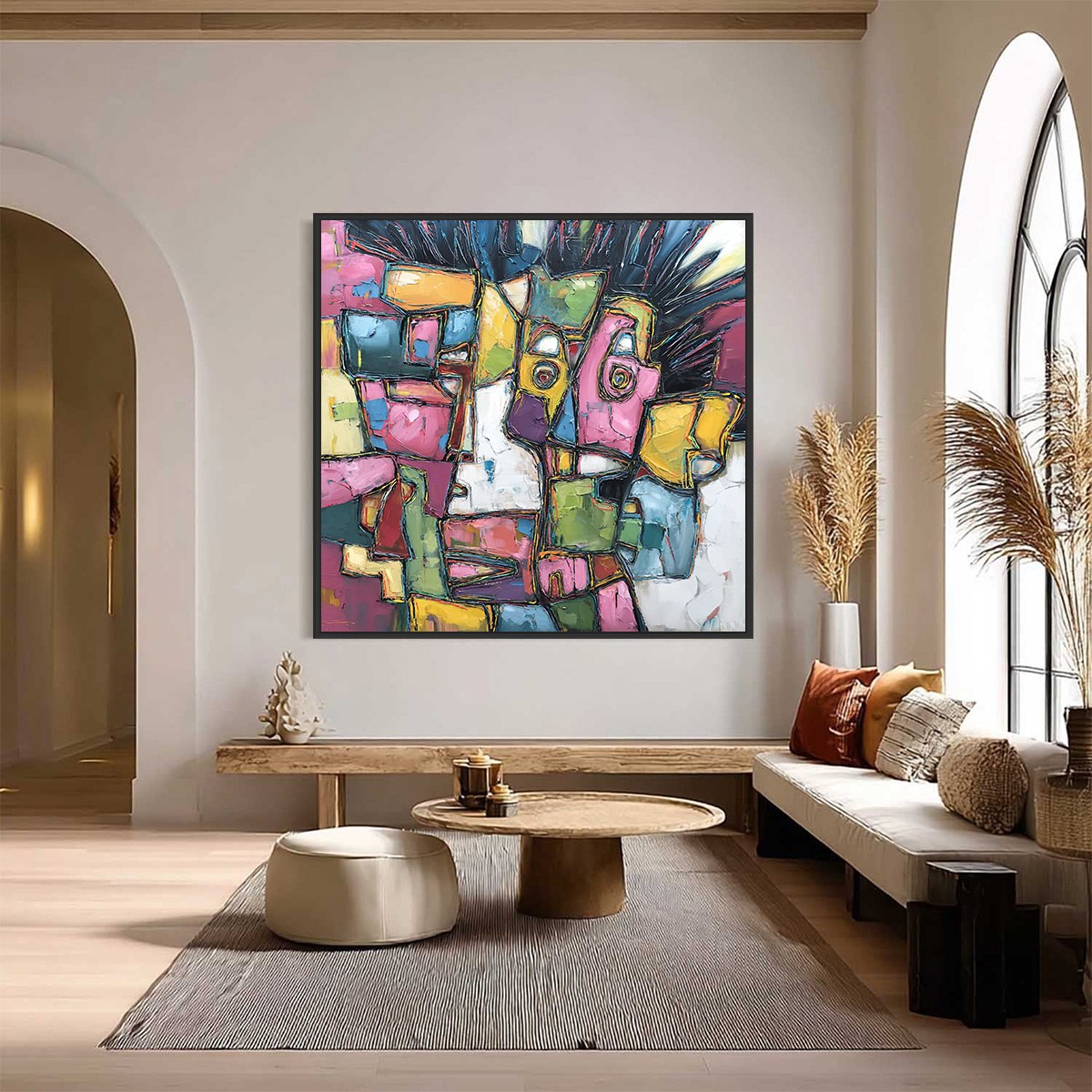 CONVERSATIONS IN COLOR: Large Colorful Abstract Impasto Figurative Painting - Image 2