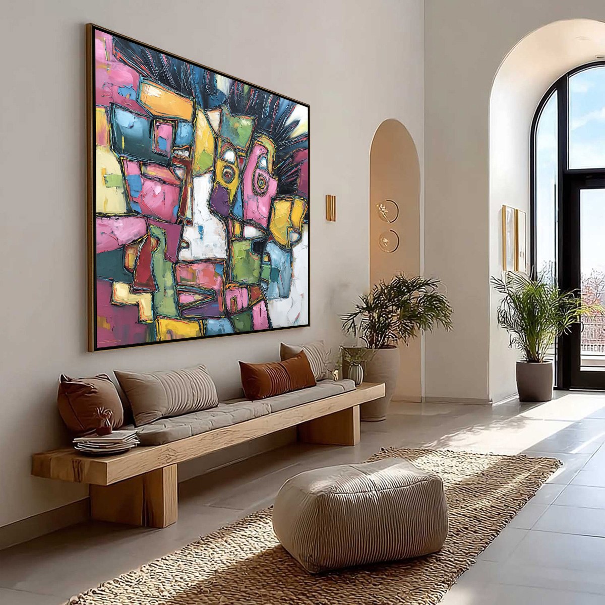 CONVERSATIONS IN COLOR: Large Colorful Abstract Impasto Figurative Painting - Image 7