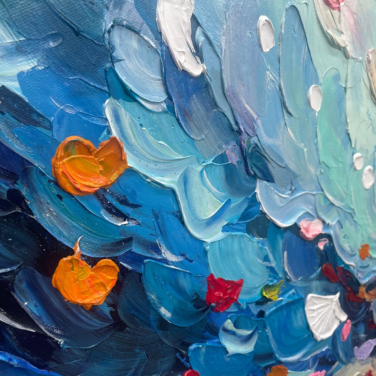 Ready to Ship | CORAL DREAM: Textured Abstract Seascape Oil Painting - Image 4